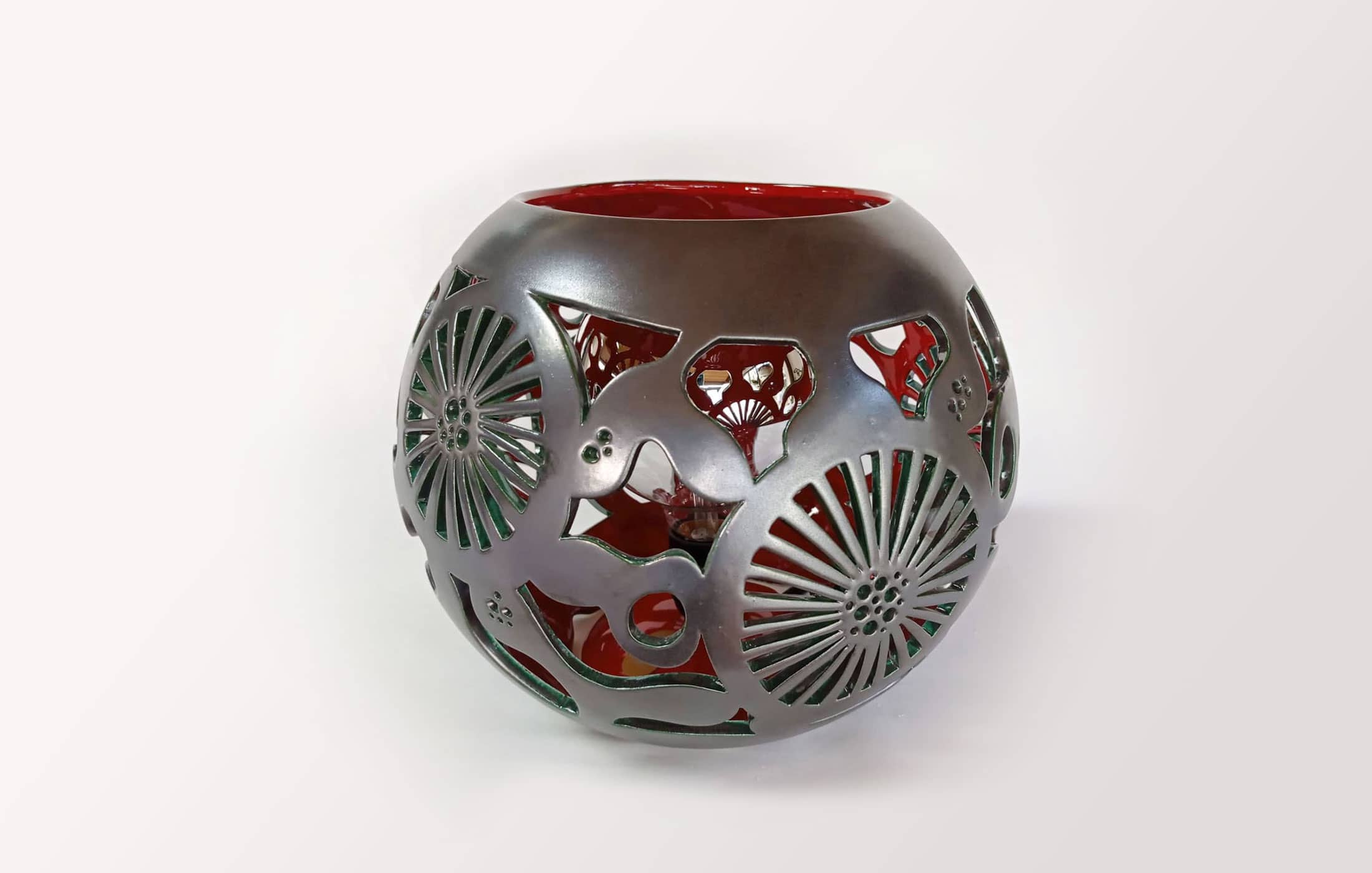 Lampe céramique - Fleur Marine Rouge